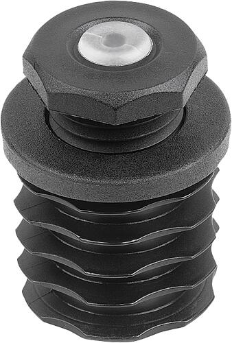 Justierstopfen mit Gleitschutzeinsatz, Form:A rund, D=25, L1=22, Polyamid schwarz, für Rundrohre - K2034.00251520
