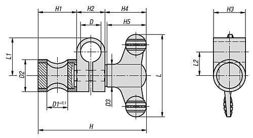 Spanngelenk Gr.1 Stahl, Komp:Aluminium D1=6, D=6 - K0136.0606 - gibt’s bei ☆ HUG Technik ✓