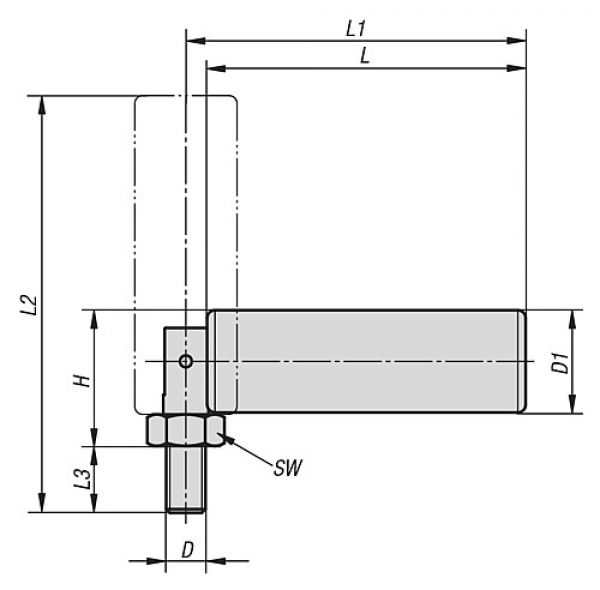 Zylindergriff umlegbar M06 Thermoplast, Komp: Stahl, L=49 - K0775.06200490 - kommt direkt von HUG Technik 😊