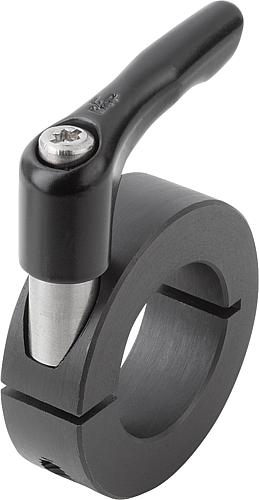 Klemmring geschlitzt, Form:C Autom.Stahl, mit Klemmhebel 10X24, B=9 - K0611.11001 - bei HUG Technik ☆