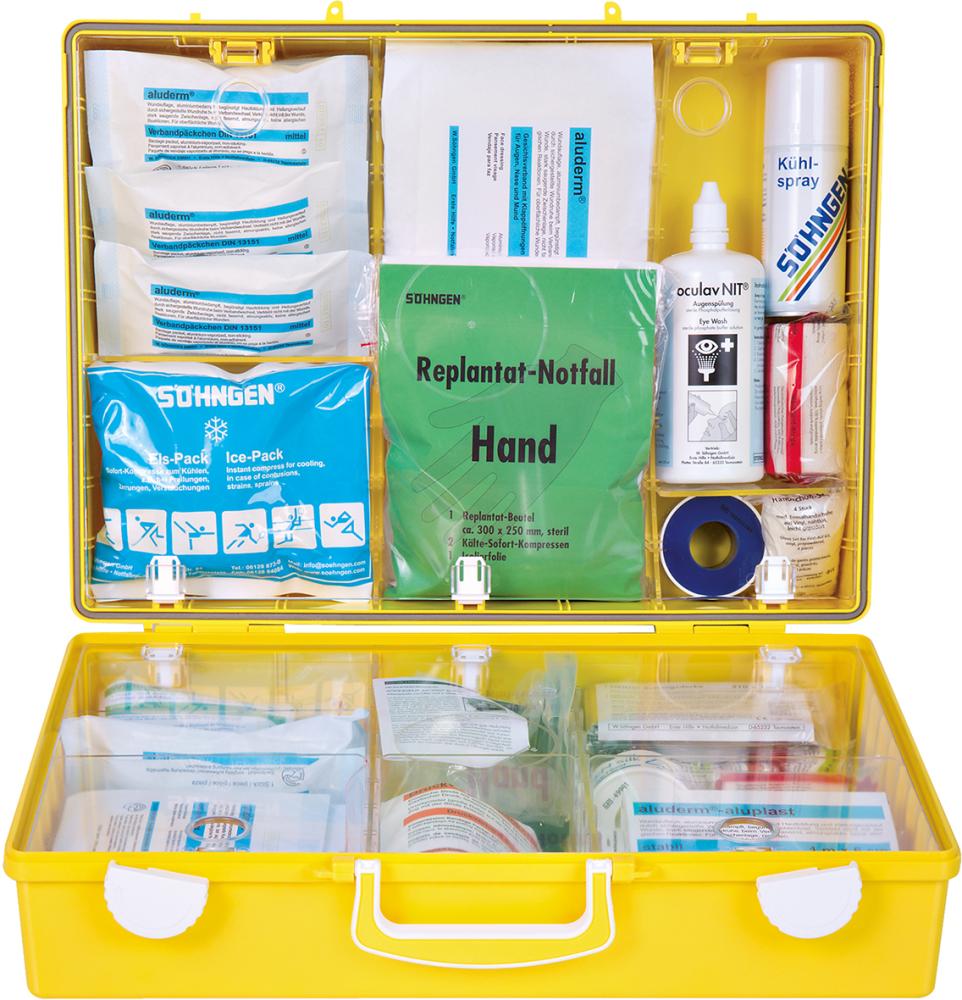 SÖHNGEN® Erste-Hilfe-Koffer Extra + Industrie, DIN 13157, gelb - direkt bei HUG Technik ✓
