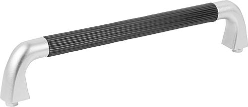 Rohrgriff, Form: B Edelstahl, schwarz geriffelt, Komp: Kunststoff, A=200, D=M08x20 - K0227.200084 - bei HUG Technik ♡