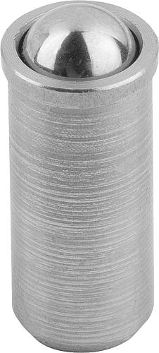 Produktbild Federndes Druckstück glatte Ausführung D=10 L=22 Edelstahl, lange Ausführung, Komp: Edelstahl - K0333.110 - erhältlich bei ♡ HUG Technik ✓