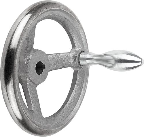 Produktbild Handrad mit Nut D1=100 Grauguss, Komp: Stahl, D2=10 - K0671.3100X10 - bei HUG Technik ✓