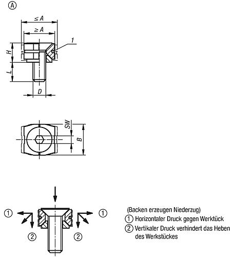 Keilspanner Glatt, Form: A mit Senkschraube M06, L=9,3, Stahl gehärtet und brüniert - K1167.11506 - direkt von HUG Technik ✓