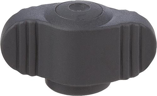 Flügelgriff Miniwing, Biopolymer D=M04 A=28, H=15, Form:K, schwarzgrau RAL7021, Komp:Edelstahl blank - K0274.10000490