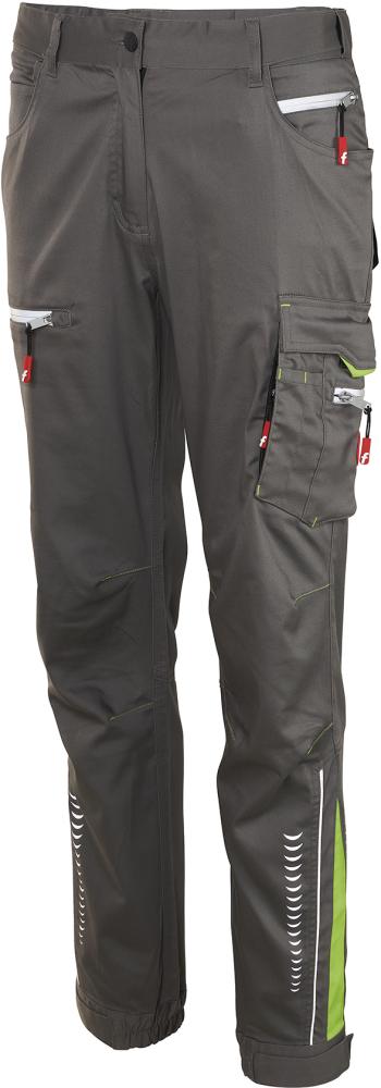 FORTIS Damen-Cargohose Flex grau-schwarz-lime Gr. 32