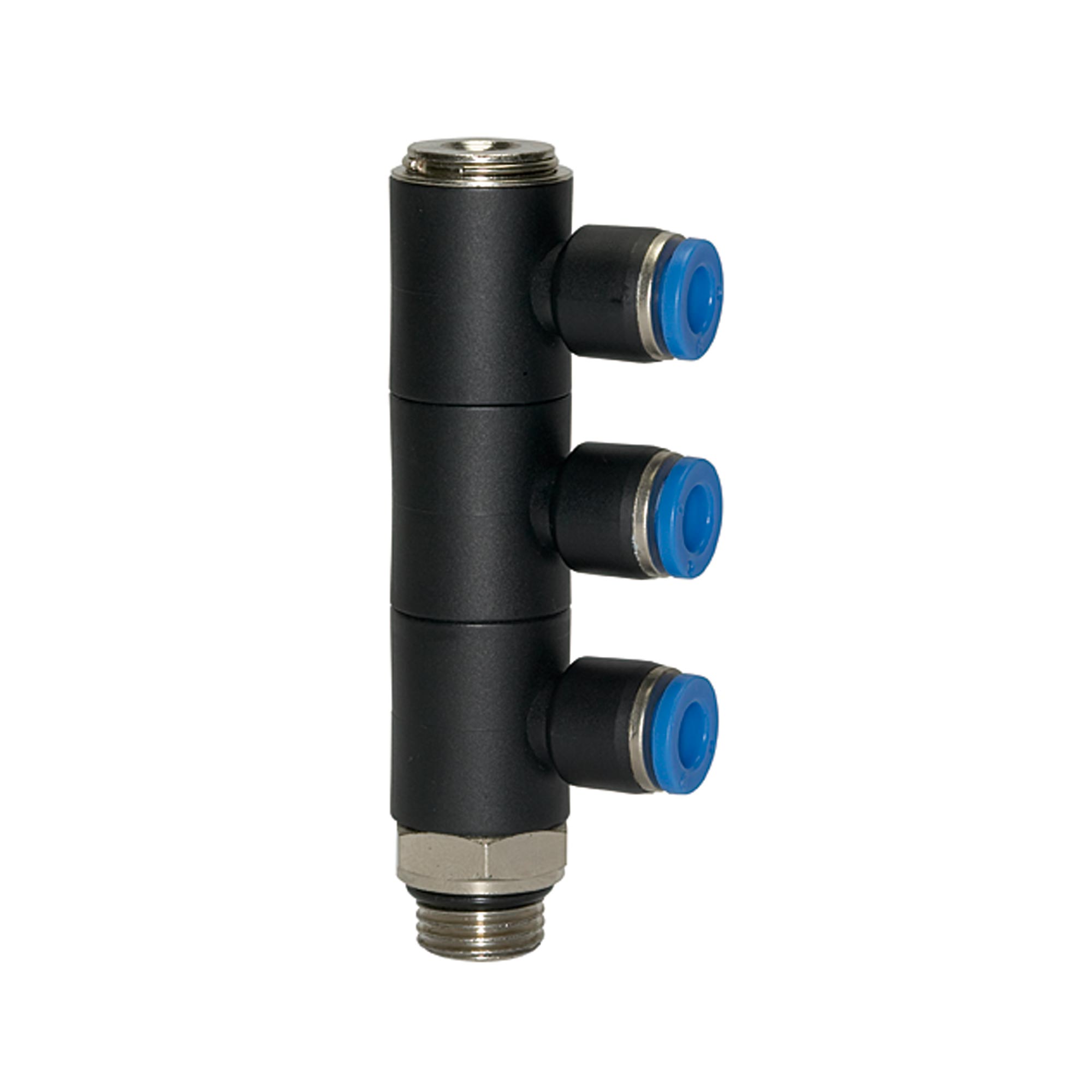 L-Mehrfachverteiler »Blaue Serie«, 3-fach, drehbar, G 1/2 a. Ø8mm - bei HUG Technik ♡
