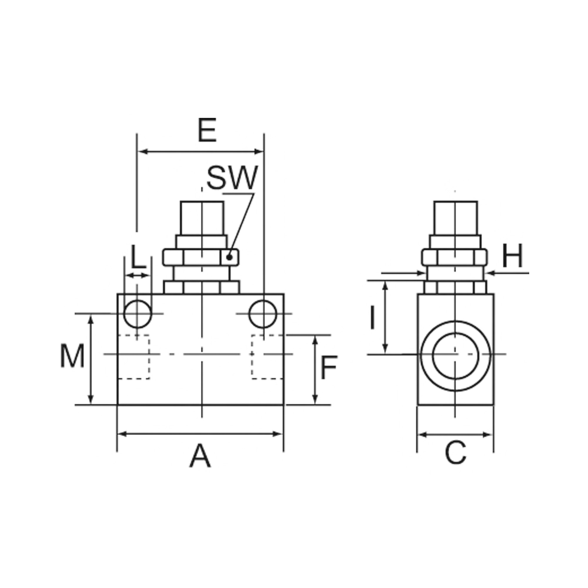 Drosselventil, in Blockform, Alu eloxiert, G 3/8, PN max. 10 bar - bei HUG Technik ♡