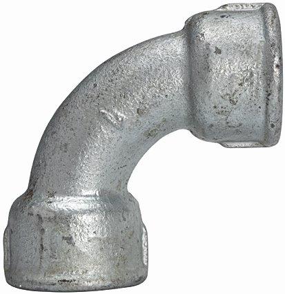 Bogen 2a, kurz, 90°, IG/IG, Rp 1 1/2, schwarzer Temperguss feuerverzinkt - direkt bei HUG Technik ✓