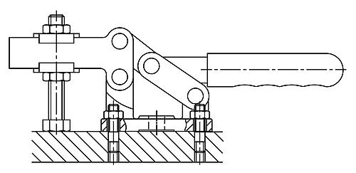Schnellspanner, Fuß waagrecht, schwere Ausführung, F2=6000, verstellb. Andruckspindel, Stahl verzinkt - K1242.06000 - bekommst Du bei ★ HUG Technik ✓