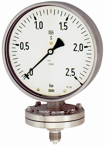 Plattenfedermanometer, G 1/2 radial unten, 0 - 10,0 bar, ø 100 mm, Chemieausf. - erhältlich bei ✭ HUG Technik ✓