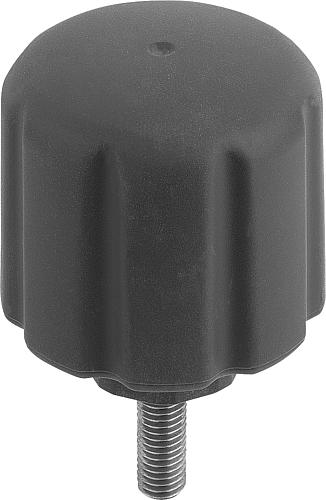 Spanngriff ergonomisch M06x15 D1=50 Kunststoff, schwarz RAL7021, Komp: Edelstahl - K0779.05006X15 - bei HUG Technik ♡