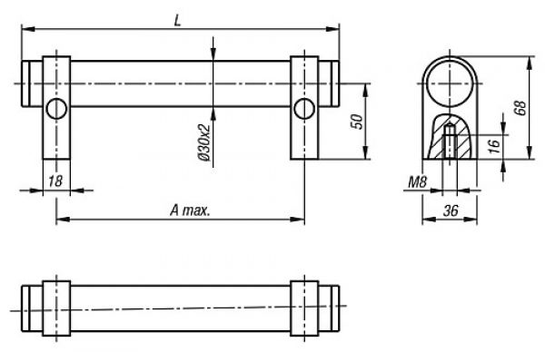 Rohrgriff, Form: A, natur eloxiert, Komp: natur eloxiert - K1018.2503011 - bei HUG Technik ✭