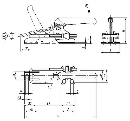 Bügelspanner horizontal Edelstahl, Komp: Kunststoff - K0080.0140N - erhältlich bei ✭ HUG Technik ✓