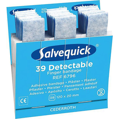 Salvequick® Nachfüllpackung, 6 x 39 Pflaster, detektierbar, Fingerverbände - gibt’s bei ☆ HUG Technik ✓