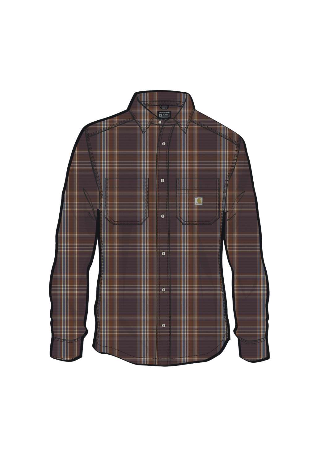 carhartt® Herren Shirt »FLANNEL LONG-SLEEVE PLAID SHIRT« dark sepia Flach  🖤 bei HUG Technik ✓