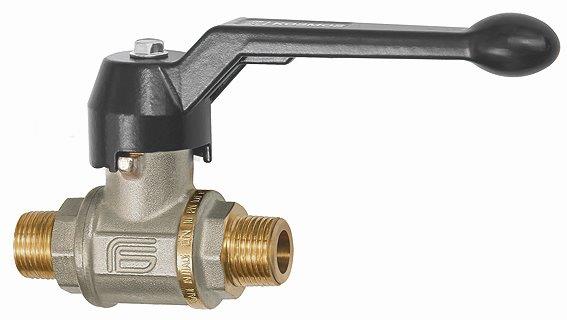 Kugelhahn schwere Ausführung, Handhebel, AG/AG, Messing vernickelt, R 1/4 - bei HUG Technik ✭