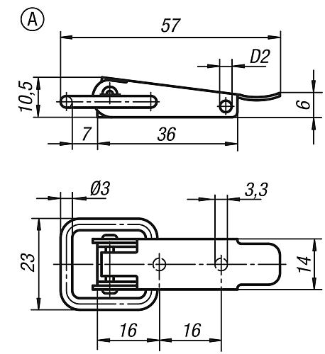 Spannverschluss, Form: A Edelstahl, mit Spannbügel - K0044.1330572 - direkt von HUG Technik ✓