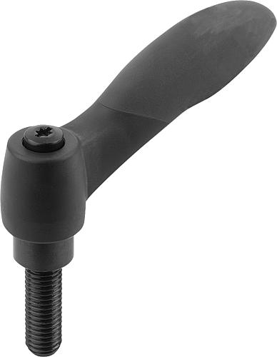 Produktbild Klemmhebel 2 Komponenten Gr.1 M05x10 Kunststoff, schwarz RAL7021, Komp: Stahl, schwarz RAL7021 - K0125.10501x10