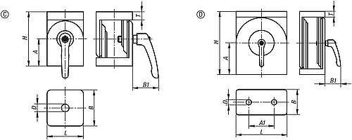 Gelenkstück mit Klemmhebel 30x30x45, Form:C Zink, Typ I, Komp:Zink, Komp:schwarz, BN=6 - K1051.1063030 - bei HUG Technik ♡