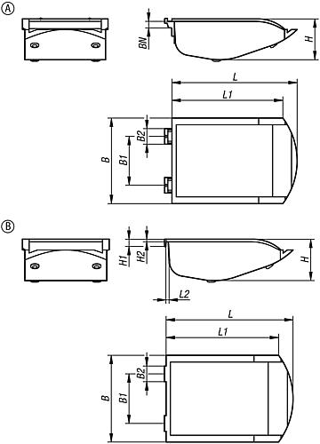 Greifschale, Typ B, Form: A, L=153,5, B=105, H=50, Bn=10, Polyamid schwarz - K1631.10 - erhältlich bei ♡ HUG Technik ✓