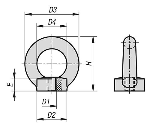 Ringmutter Fest ähnlich DIN582 M08, Edelstahl 1.4401 blank - K1334.08 - bei HUG Technik ✭
