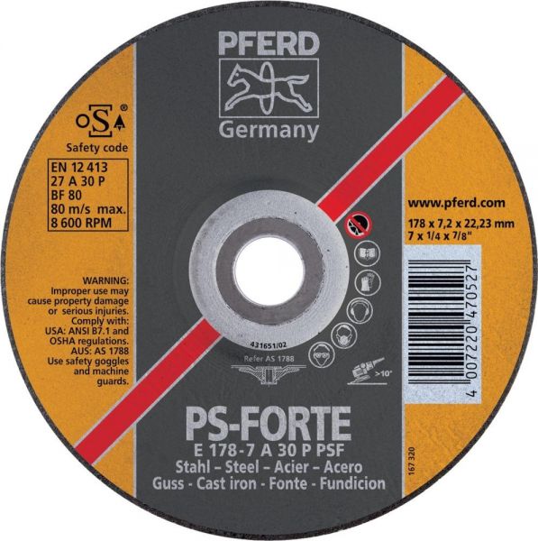 PFERD Schruppscheibe A 30 P PSF 115x7 mm gekröpft - gibt’s bei ☆ HUG Technik ✓ PFERD Schruppscheibe A 30 P PSF 115x7 mm gekröpft - gibt’s bei ☆ HUG Technik ✓