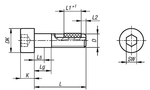 Zeichnung Zylinderschraube mit Innensechskant DIN EN ISO4762, Long-Lok M04X10, Edelstahl blank - K0869.904X10 - gibt’s bei ☆ HUG Technik ✓