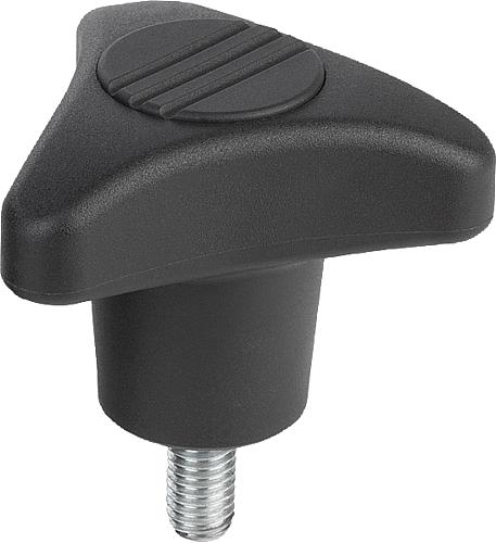 Dreisterngriff M12x40 D1=80 Thermoplast, schwarz RAL7021, Komp: Stahl, Komp: schwarz RAL7021 - K1020.18012X40 - bei HUG Technik ✭