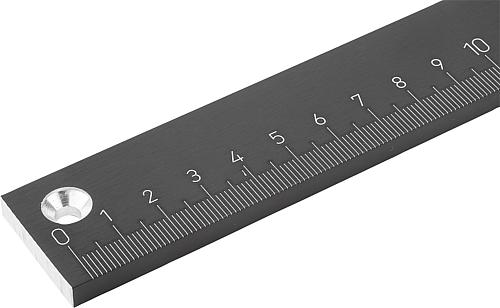 Maßstab mit Bohrung L=1000 Aluminium, horizontal - K0758.100010X1000 - gibt’s bei ☆ HUG Technik ✓