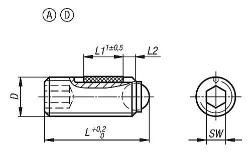Kugeldruckschraube ohne Kopf M04, Form:A, LONG-LOK, Komp:Wälzlagerstahl, L1=10 - K0666.10410 - kommt direkt von HUG Technik 😊
