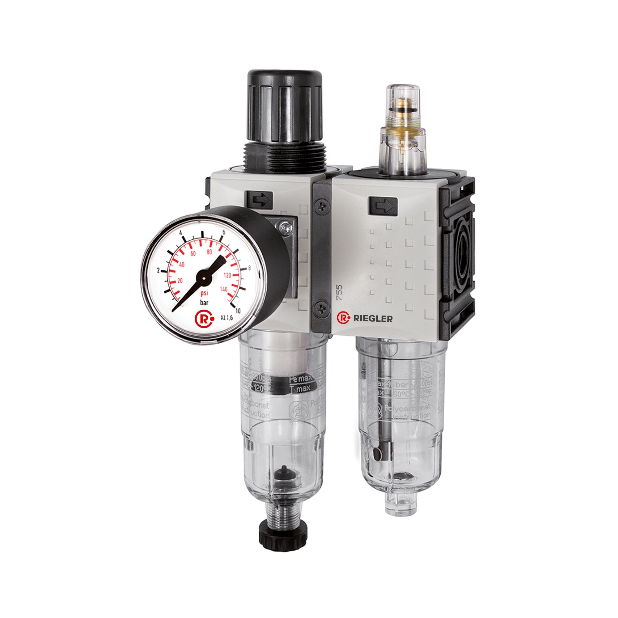 WE 2-tlg. »FUTURA-mini«, PC-Behälter, Standardmanometer, G 1/4, 0,5-10, HA - bei HUG Technik ☆