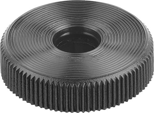 Rändelknopf für Sechskantschrauben D1=17 H=5,5, Form: A Pom, schwarz, für=M04, SW=7 - K1138.00040 - bei HUG Technik ✓