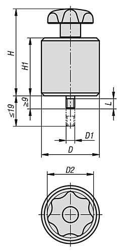 Klemmanschlag verstellbar M06 Aluminium, Natur Eloxiert, Komp: Autom.Stahl, Komp: blau passiviert - K1214.064040 - gibt’s bei HUG Technik ✓