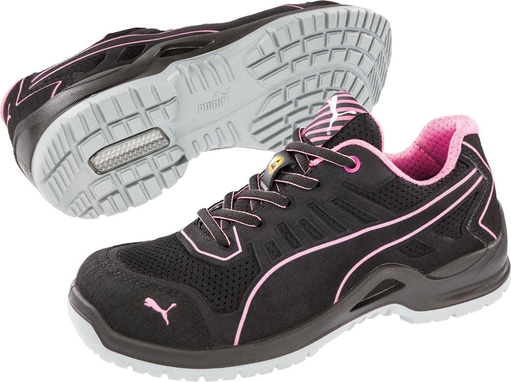 Puma® Sicherheitshalbschuh Fuse TC PINK LOW 644110, WNS S1P ESD SRC, schwarz/pink - direkt bei HUG Technik ✓