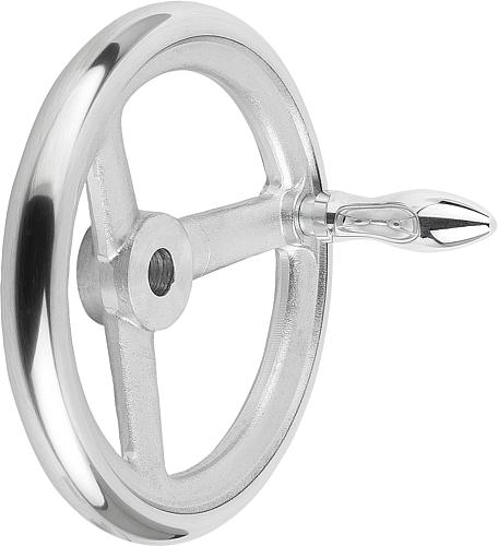 Handrad DIN950, D1=160 Passbohrung D2=14H7, Aluminium, Komp: Aluminium, Ballengriff drehbar - K0160.4160X14 - direkt von HUG Technik ✓