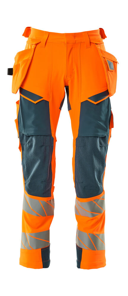 MASCOT® ACCELERATE SAFE Hose mit Hängetaschen  Gr. 76/C46, hi-vis orange/dunkelpetroleum - direkt bei HUG Technik ✓