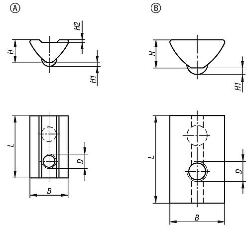 Nutenstein einschwenkbar M04 B=10,5, Form:A Stahl, Typ I - K1023.0604 - bei HUG Technik ✭