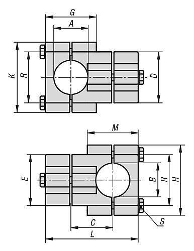 Rohrverbinder Kreuzstück Aluminium, Komp:Stahl, A=30,2, B=30,2 - K0472.523030 - bei HUG Technik ✓