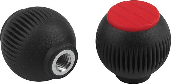 Griffkugel Gr.1 M06 Thermoplast, schwarz RAL7021, Komp: Edelstahl, Komp: schwarz RAL7021, D=25 - K0253.0106 - bei HUG Technik ☆
