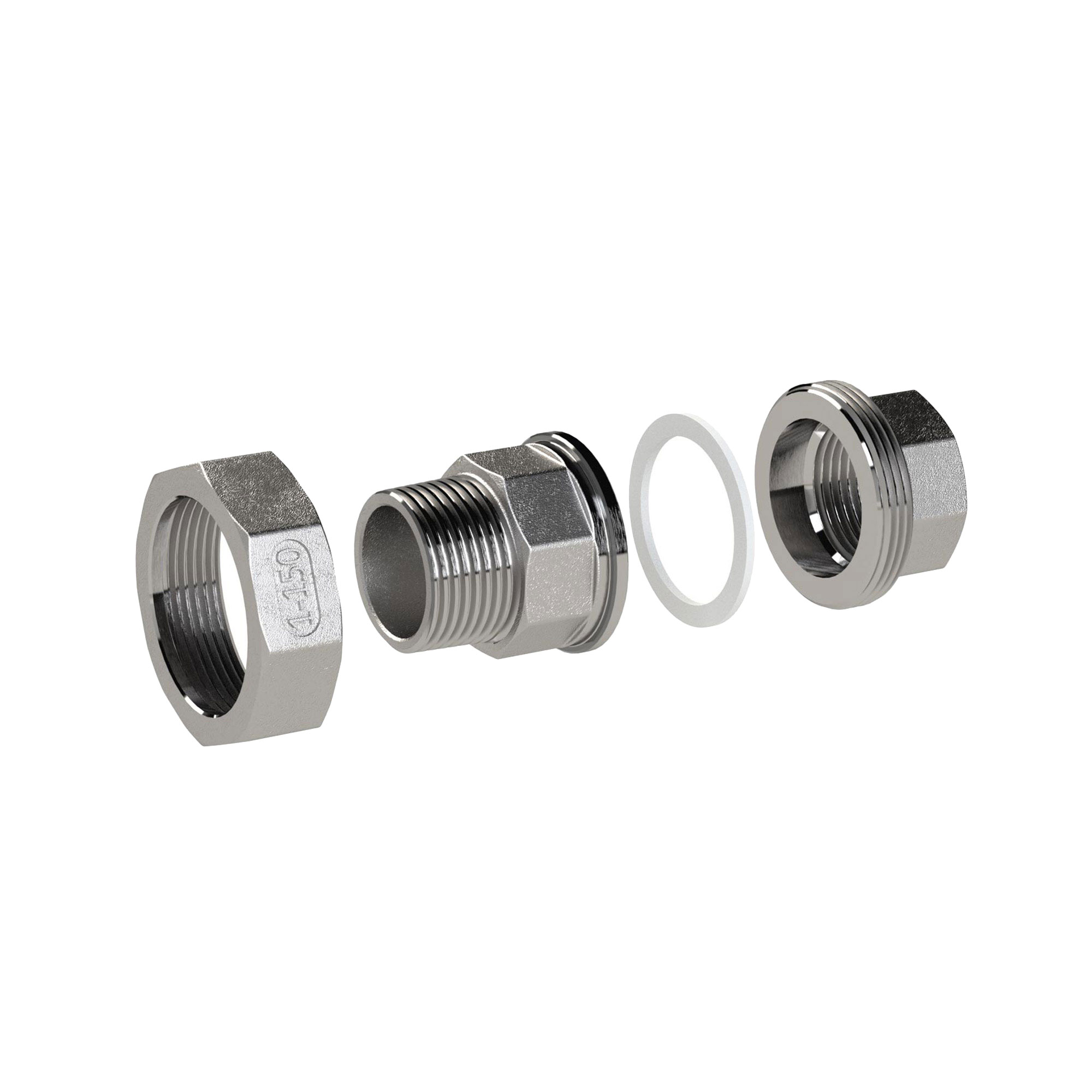 Lösbarer Doppelgewindenippel, flachdichtend, Rp/R 1, I/A, SW 54, Edelstahl 1.4408 - gibt’s bei HUG Technik ✓