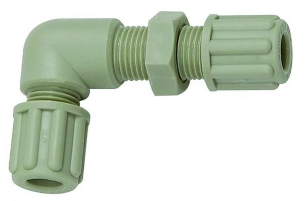 Winkel-Schottverbindung, M14x1,5, für Schlauch 6/8 mm, SW 19, PP - bei HUG Technik ☆