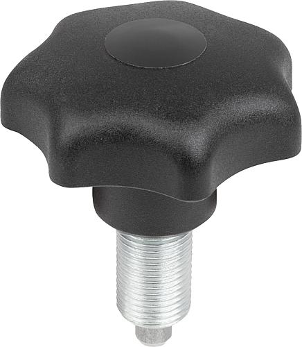 Arretier- und Spanngriff Gr.1 D2=32, M08, L=39, L1=15, D=4, Automatenstahl verzinkt, Komp: Thermoplast schwarzgrau - K1582.108040 - bei HUG Technik ♡