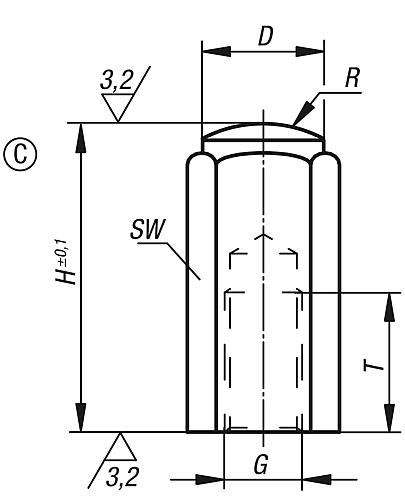 Vorrichtungsfuß M06 H=20, Form:C Vergütungsstahl, SW=10 - K0301.306X20 - direkt bei HUG Technik ✓