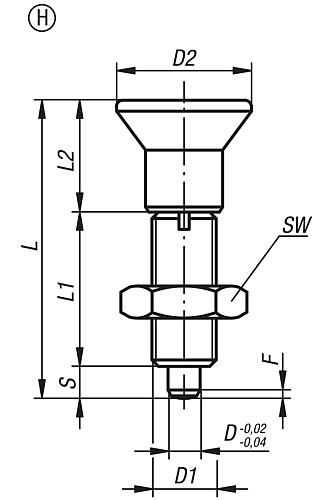 Arretierbolzen Gr.0 M08x1, Form: H Edelstahl, gehärtet, D=4 - K0343.02004 - erhältlich bei ✭ HUG Technik ✓