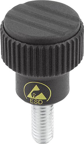 Rändelknopf antistatisch Gr.1 M06 Thermoplast, schwarz RAL9011, Komp: Stahl - K0247.1110624X15 - erhältlich bei ✭ HUG Technik ✓