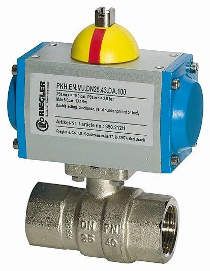 Kugelhahn Messing, Rp 1/2, A 133, pneumatisch, doppeltwirkend - gibt’s bei ☆ HUG Technik ✓