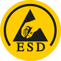 ESD-Piktogramm für elektrostatische Ableitfähigkeit