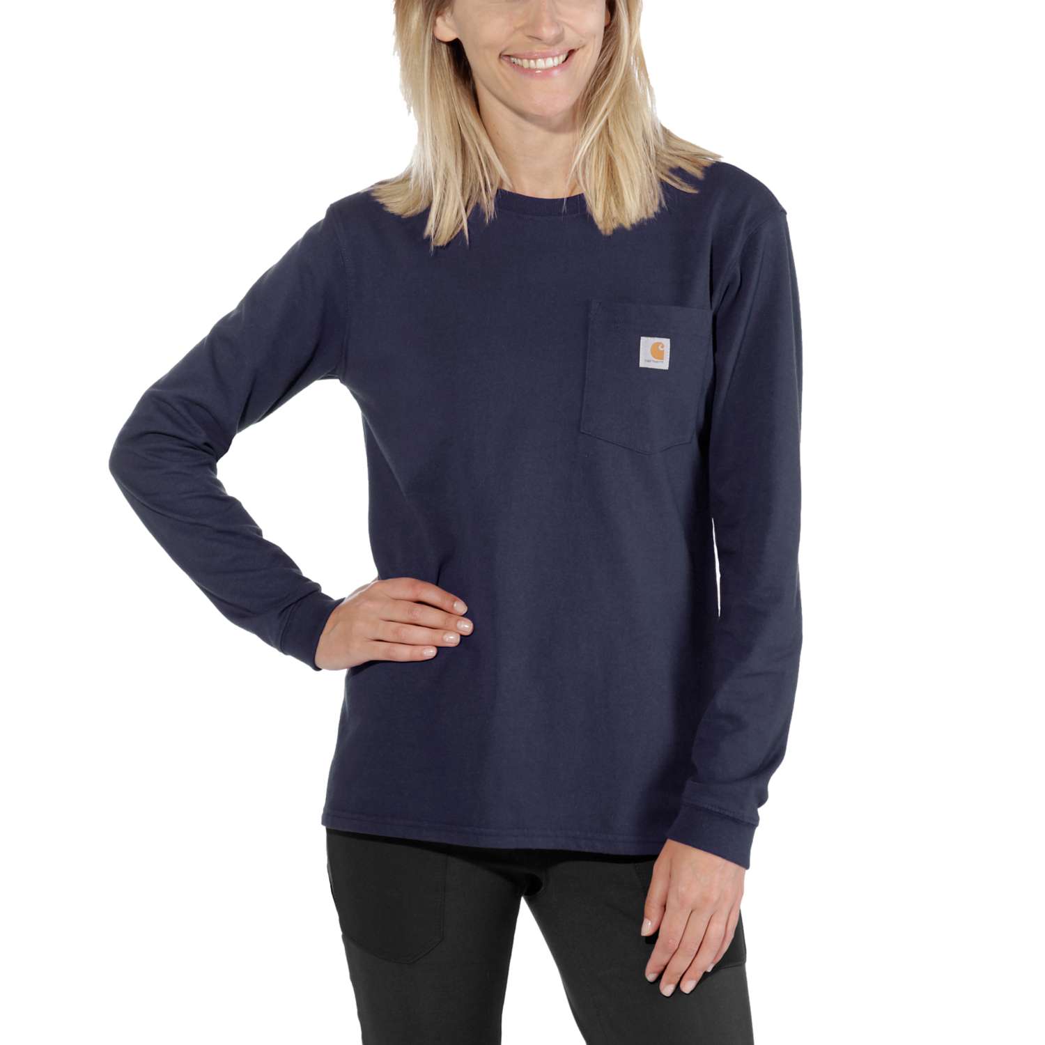 carhartt® Damen Langarmshirt WORKW POCKET L/S T-SHIRT navy - erhältlich bei ☆ HUG Technik ✓